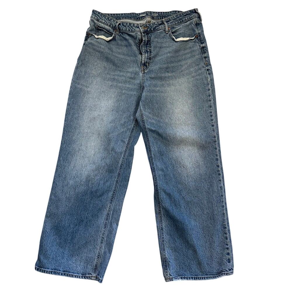 Jeans Womens 18 Blue Denim Wide Leg Old Navy Extra High Rise Sky-Hi Preowned